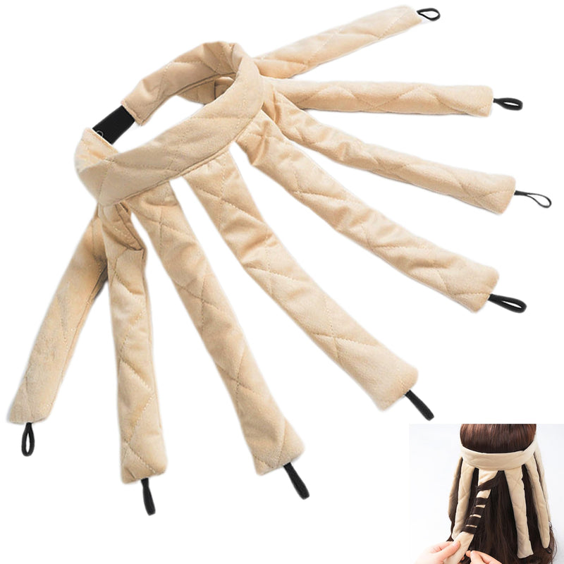 Octopus Heatless Curls Curlers Headband - 1 Piece, Beige, Heat-Free Curler Overnight, Suitable for Wet and Dry Hair, Long and Short Hair, at Home and on the Go