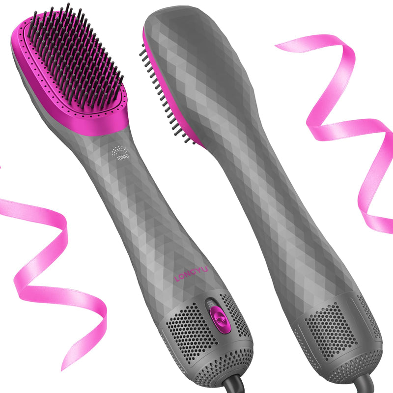 Hair Dryer Brush One Step Blow Dryer and Styler Professional 1200W Powerful Ceramic Tourmaline 3 Heat/2 Speed Settings (Gray) Gray