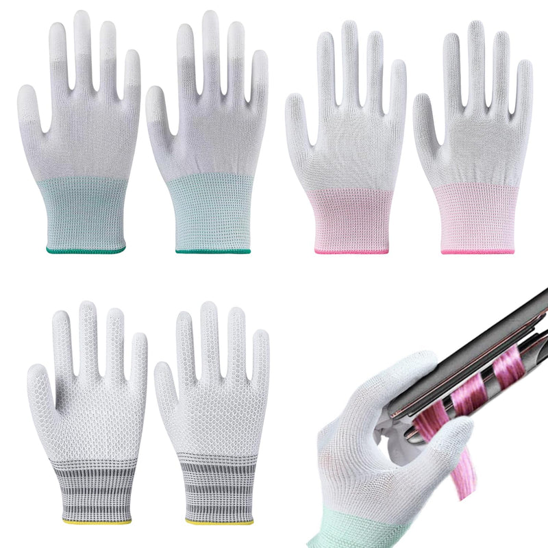 3 Pairs Heat Resistant Gloves, Heat Protection Proof Gloves for Hair Styling, Heat Blocking for Curling, Flat Iron and Curling Wand （Pink、Green 、Yellow or Black）