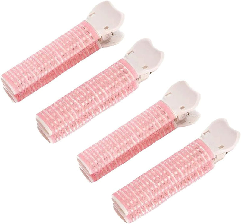  [AUSTRALIA] - 4Pcs Pink Portable Hair Volume Clip, Hair Rollers with Clip, Bangs Curler DIY, Volumizing Hair Root Clips, Styling Accessories, Self Grip Root Tools