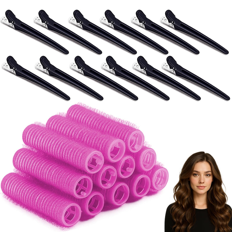  [AUSTRALIA] - Hair Rollers, Self Grip Small Hair Curlers, Salon Hairdressing Curlers Roller with Clips Tools for Women (Random Color), 15mm-12pack, 1.0 count, Pack of 20