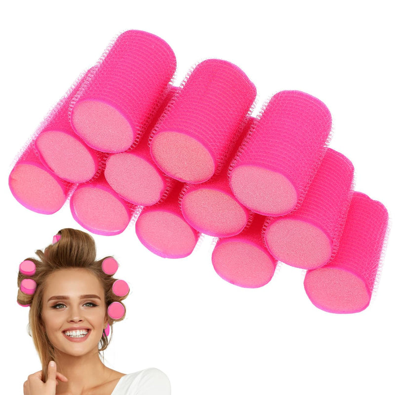 SOIMISS 12 Pieces Sponge Hair Rollers Sleep in Heatless Curls 6x6x3.6 cm Foam Self Grip Holding Volume Bangs Pink Blue Soft Curler for Women Medium Long Short DIY Styling Tools Beauty Accessory Packs