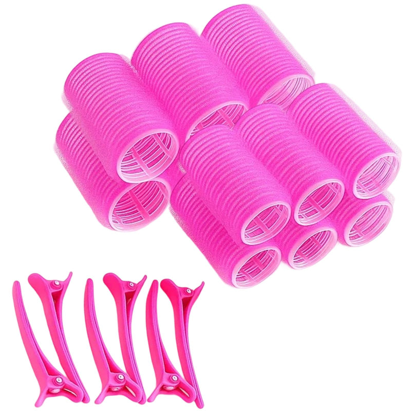  [AUSTRALIA] - 18 Pieces Rollers for Hair Volume, Velcro Rollers For Hair (Pink | Hair Rollers with Clips, Hairs Rollers with Clips for Long Medium Short Hairs Styling Hairs