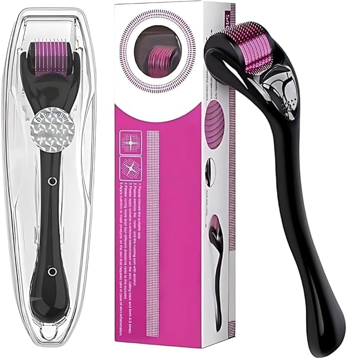 Derma Roller for Hair Growth Women and Men, Scalp Dermaroller for Skin Care, Skin Rejuvenation, Scar Removal, 540 Titanium Microneedling Face Toning Device for Skin (Derma 0.75 MM) 0.75mm