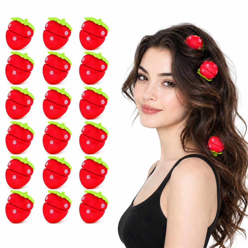 Healvian 18 Pcs Heatless Sponge Curlers Hair Rollers for Overnight Curls | Strawberry Shaped Hair Curler Soft Sleeping Curlers, Natural Waves Without Heat Damage, Hair Styling Tool for All Hair Types