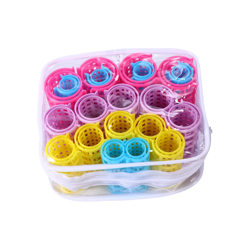 Hair Rollers Plastic Hair Curlers No Heat Self Grip 20 Pack Roller for Wet Reusable Styling Tools for Home Salon Use Compact Travel Hairdressing Curlers