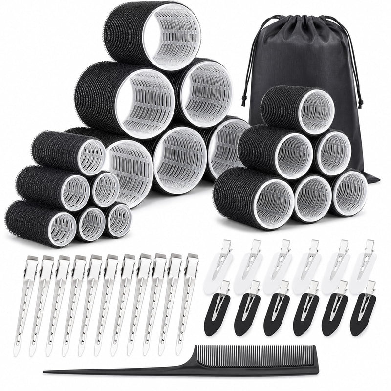 50PCS Hair Curlers Rollers with Clips Hair with 4 Sizes (60/48/36/25mm) Hair Curlers for Perfect Curls, Hot Rollers kit for long hair, Hair rollers for long hair