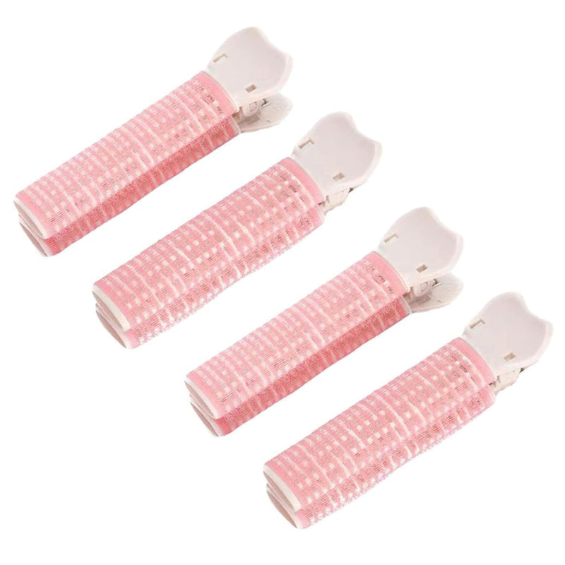 4 Pcs Pink Hair Rollers with Clip for Volumizing Bangs Curls - DIY Hair Styling Accessories Tool and Portable Self Grip Volume Clips，Volumizing Hair Clips,Styling Tools and Appliances