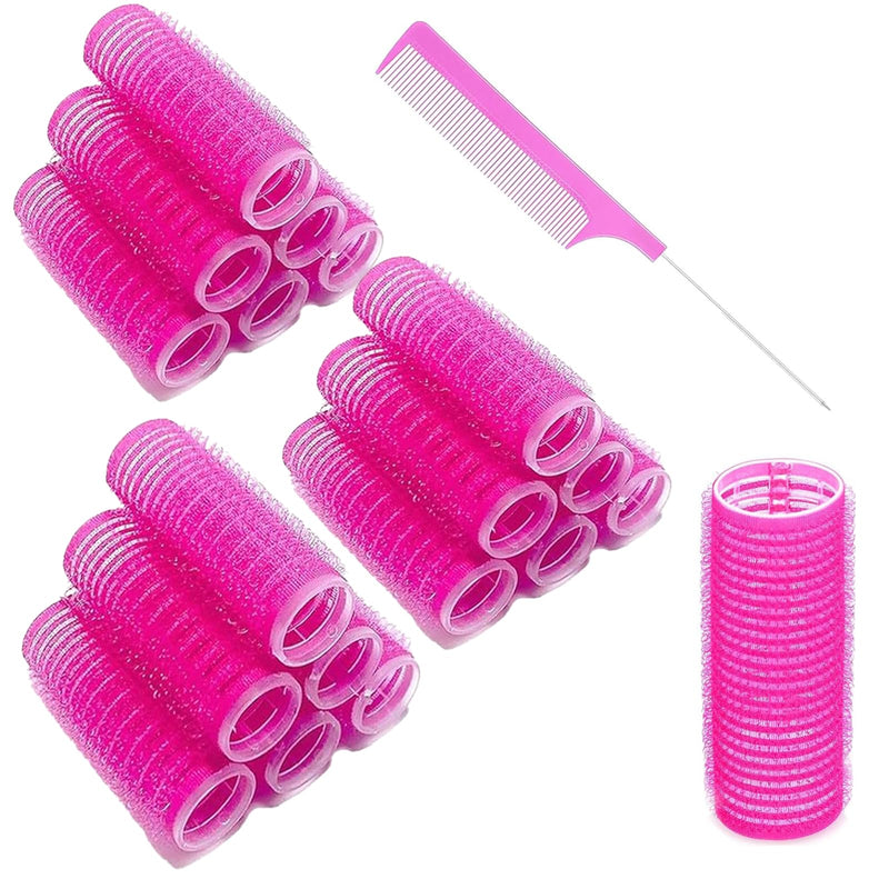 19 Pcs BMYUK Fashion Base Self Grip Small Hair Curlers with Small Comb Heatless Curler Pro Salon for Tight Curls & Waves Long Medium Short Hair