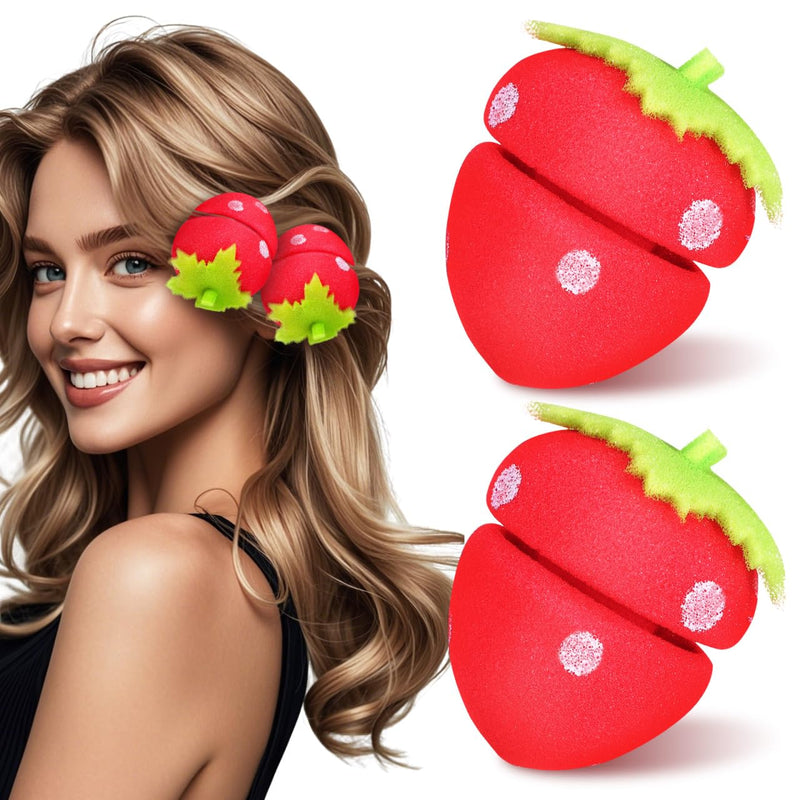 LABRIMP 18Pcs Strawberry Shape Sponge Hair Rollers Soft Heatless Curlers for Women Overnight Sleep Hair Curlers Portable Styling Tool for Natural Curls