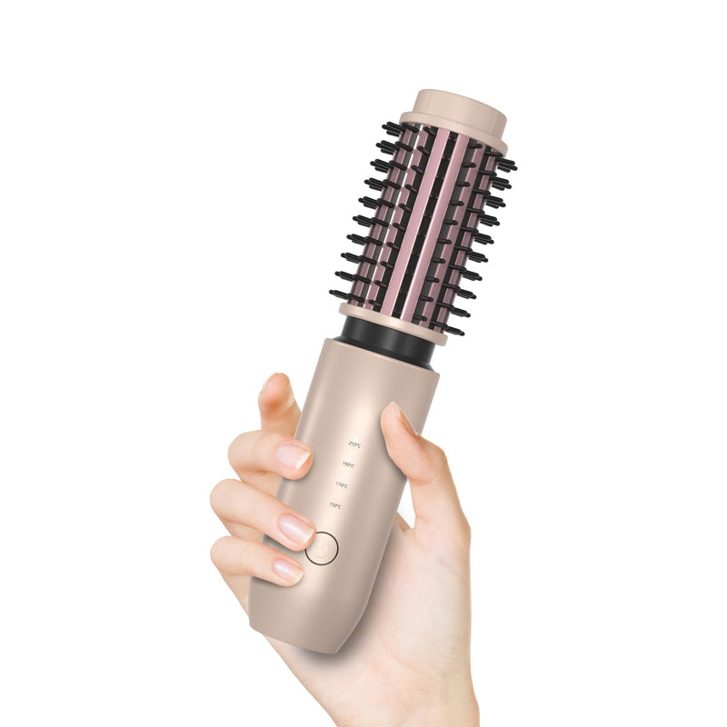 Cordless Curling Brush, 3 in 1 Cordless Hair Curler, Cordless Hair Styler with 4 Temperatures, 7000 mAh USB Rechargeable, Portable Travel Hot Brushes for Hair Styling (Gold) Gold