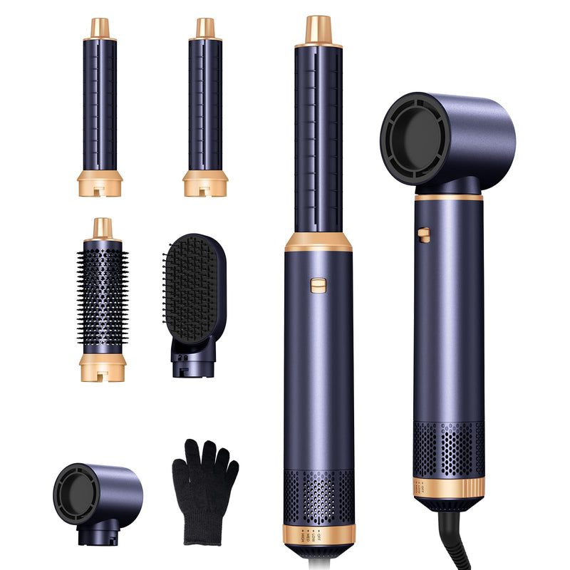  [AUSTRALIA] - Mogawave 5 in 1 Hair Styler Pro,1000w Air Styler | 60000RPM Hair Dryer Brush, Left&Right Hair Curler,3 Wind Speed and Temperature, Multi-Styler for Drying Curling Blue
