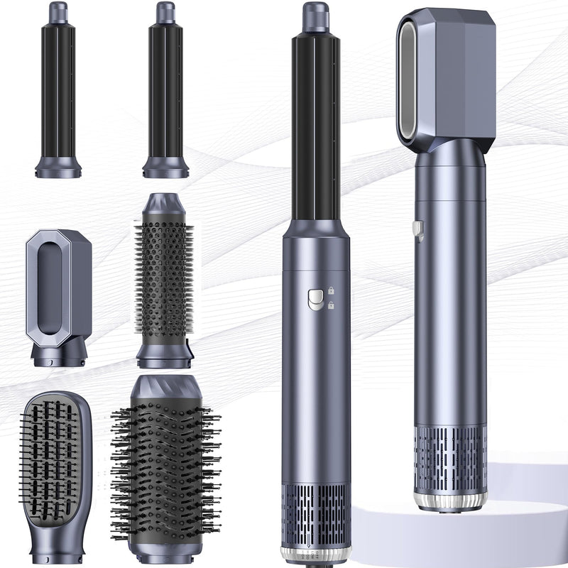 Mogawave Airbrush 6 in 1 Multi Styler Air Styler 6 in 1 Hair Stylers with Magic Styler, Blow Dry Hair Brush, Air Curler, for Drying and Styling Straightening Volumizing Curling Sleeking Gray