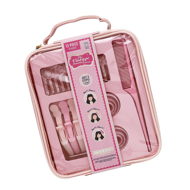 Vintage Cosmetic Company Blow Out Kit 13 Piece Hair Styling Set | 13 Piece Hair Styling Set with Wide Tooth Comb, Pin Tail Comb, Sectioning Clips, Hair Rollers and Travel Case. Complete Kit.