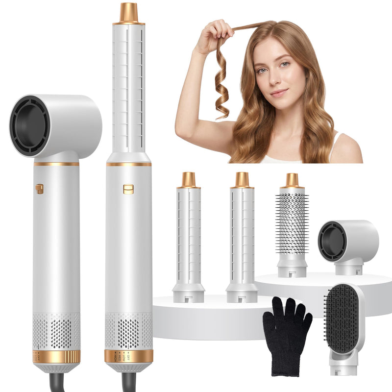 5 in 1 Hair Styler Airbrush 5 in 1 Multi Styler, Air Styler 5 in 1 with Curl Straighten, Volumise, Smooth and Drying for Styling, Air Brush 5 in 1 for All Hair Type/Length White