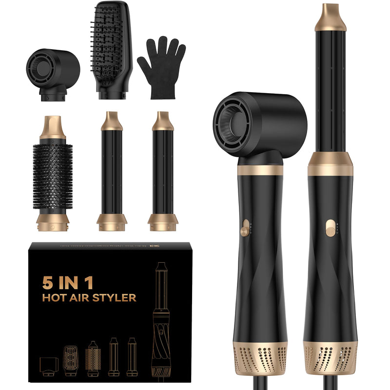 UMIGA Professional Hot Air Styler Brush, 5 in 1 Hair Dryer Hair Styler, Creates Frizz Free Smoothing Voluminous Blowouts and Loose Curls, Ideal for All Hair Styler with Heat Protection Black