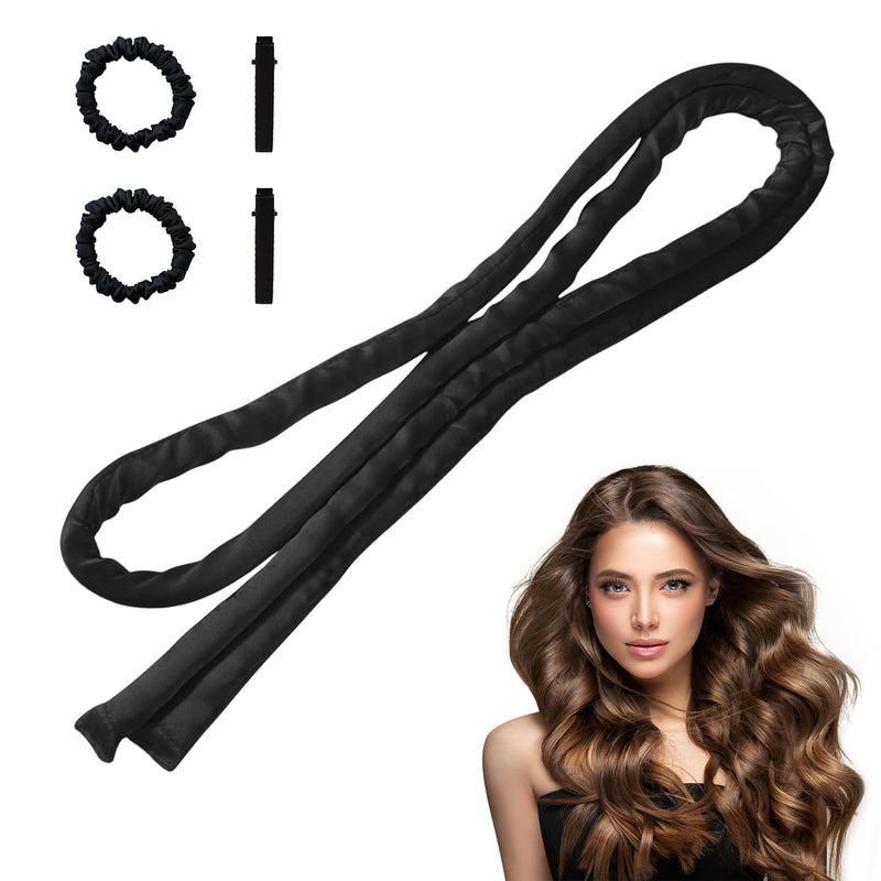 5Pcs Heatless Curlers,Hair Curler No Heat Heated Blowout Rods Rollers Curling Heat Curls Set Soft Velour Satin Curl Headband Wrap Curly,for Girls Women Short Long Medium Sleeping Overnight