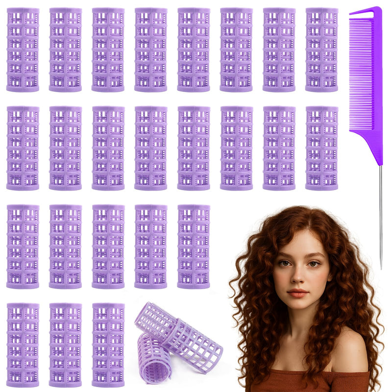 24PCS Small Hair Rollers Set with Comb, Heatless Velcro Rollers for Hair Styling, Curlers for Short-Hair, Self Grip Plastic Rollers for Volume, Waves & DIY Salon Use