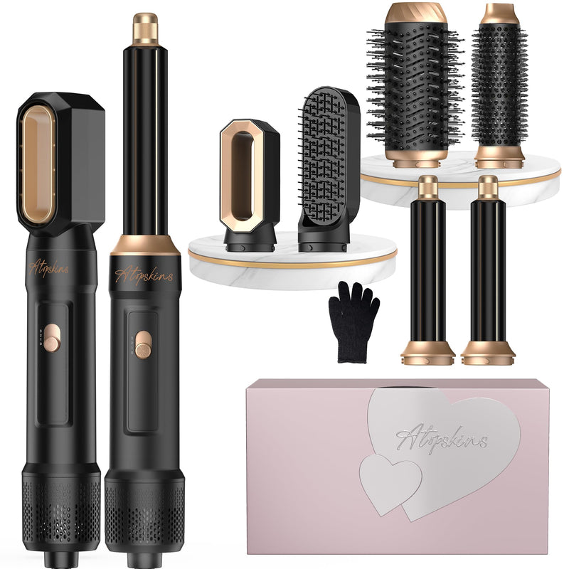 Airbrush 6 in 1 Hair Styler 6 in 1 Magic Styler 1000w Hair Dryer Brush | Magic Styler 60000rpm Hair Dryer Brush, L&R Airflow Hair Curler,Curl Straighten Wavy Smooth Multistyler Gifts 3 Temps Setting Creamblack