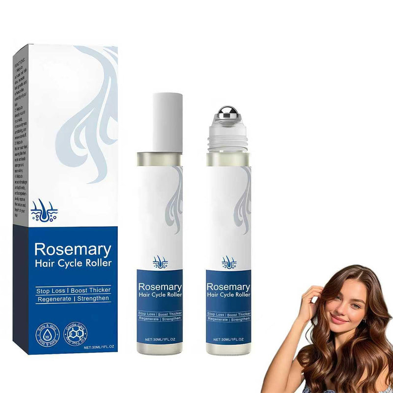 Roll-On Hair Serum 2 Pieces, Hair Essence Roller Ball, Rosemary Hair Roller Serum, Anti Frizz Hair Serum Hair Care for Broken Hair, Blocking Scalp Serum Promotes Oxygen Flow