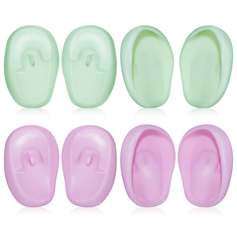 ULTECHNOVO Silicone Hair Coloring Ear Covers Ear Protectors for Hair Dryer Soft Non-Slip Hairdressing Earmuffs for Shower Swimming and Salon Use 4 Pairs