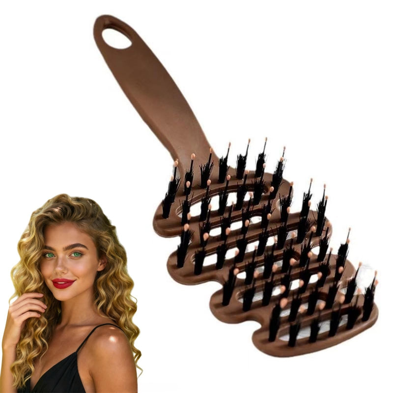 Boar Bristle Hair Brush,Hot Hair Teasing Brush for Wet Dry Curly Hair,Natural Soft Boar Bristle Brush H/air for Women Men,Ball Tipped H/air Dryer Brush for Volume Scalp Massage