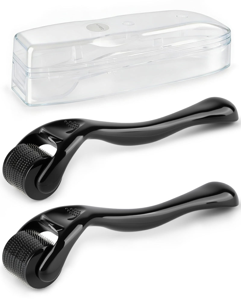 Derma Roller for Hair Growth, 2 Pack Titanium Microneedle Rollers | Titanium Microneedle Derma Rollers For Hair, Beard And Skincare With 0.5mm And 1.0mm Roller Heads