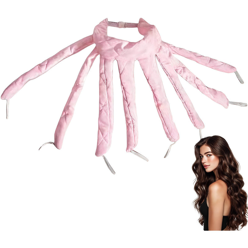  [AUSTRALIA] - Heatless Curlers,Curls Long Hair Octopus,Curler Curl Sleeping Overnight,Ribbon Hair Rollers,Curling Rod,Headband Rods,Soft No Heat,Wave Styling Tools,Lazy Curler for DIY,8 Claw Octopus Design (Pink) Pink