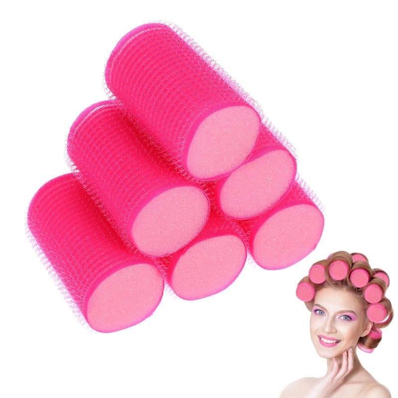 Self Grip Sponge Hair Rollers Set 8pcs Heatless Foam Curlers for Sleeping Overnight Large 36mm Volume Rollers for Women Bangs and Short Long Hair Styling Pink
