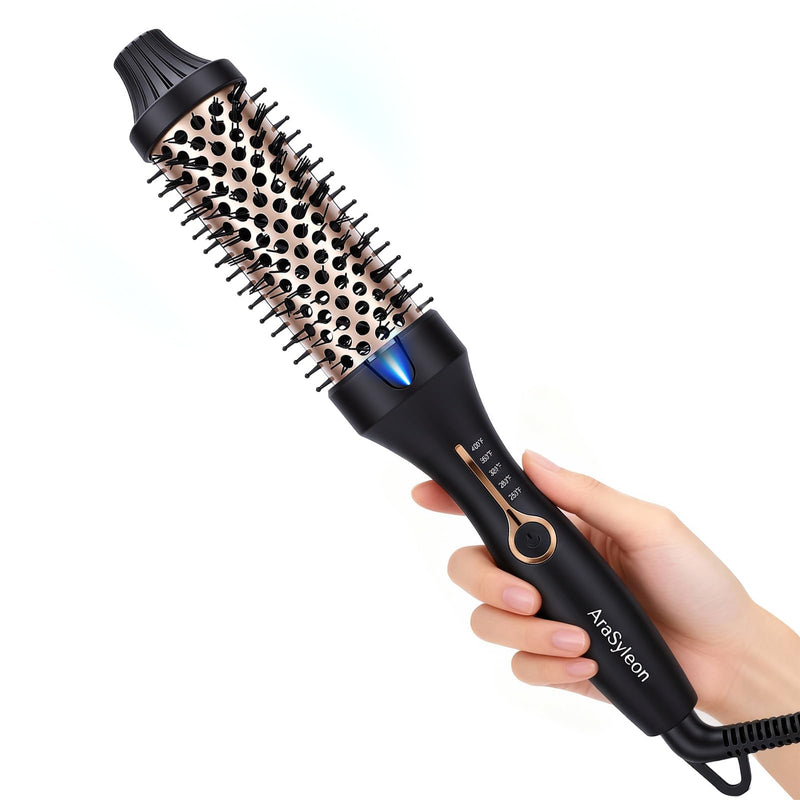 Thermal Brush 38mm Heated Round Brush for Curly Hair | One Step to Frizz-free Blowout Fast Heating 120-200℃ Adjustment Ceramic Ionic Technology Dual Voltage Lightweight & Portable