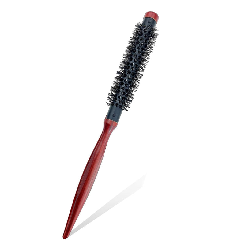 Mini Quiff Roller Brush, 1/2 Inch Portable Travel Curling Brush for Short Fine Hair, Nylon Bristles and Wooden Handle, Blow Dryer Styling Tool‌