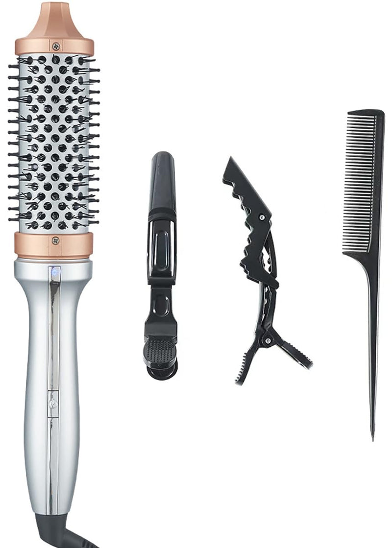 Thermal Hair Brush for Blowout Look, 38mm Heated Round Brush for Natural Curl, Ionic Curling Iron Wand with Dual Voltage, Volumizing Smoothing Hot Round Brushes