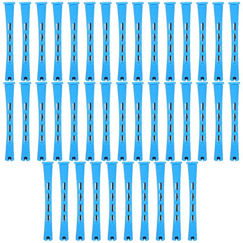 40 Pcs Perm Rods for Short & Long Hair, Small Hair Rollers for Women, Plastic Cold Wave Curling Rods, Perm Kit, Women's DIY Hairdressing Tools (Blue, 3.27×0.37 Inch)