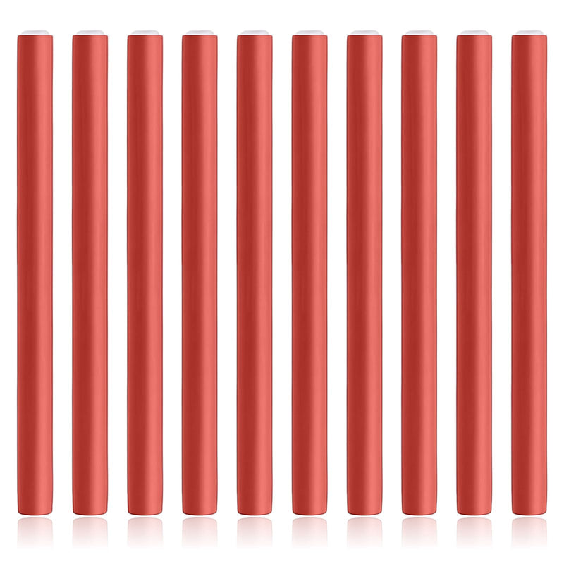 10 Pack Flexi Rods Curling Rods Heatless Curlers Foam Hair Rollers 1cm | diameter bendy rollers for loose waves and long hair. Soft foam design for overnight curls, travel and home styling Orange-red 1 count (Pack of 10)