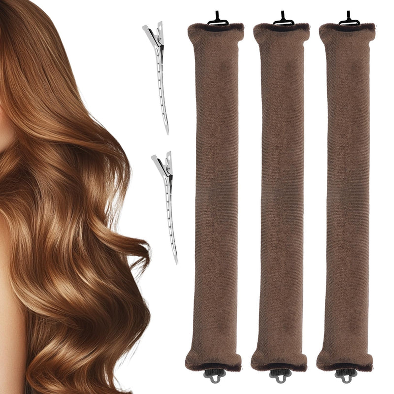 3 PcsHeatless Curlers Long Hairs, Heatless Curls, Overnight Blowout Rods Headband, No Heat Hair Curlers No Heat Overnight Curls, Heatless Curling Rods for DIY Hair Styling with 2 Hairpins