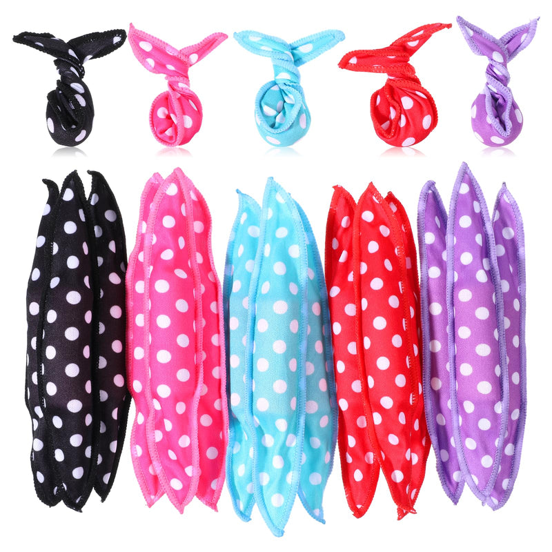  [AUSTRALIA] - 15 Pcs Hair Curler Rollers Soft Satin Sponge Rollers DIY Night Sleep Foam Hair Styling Tools Flexible Pillow Sponge Curlers for Women Tousle Hairstyle No Heat Heatless Purple, Red, Blue, Black, Pink 15 count (Pack of 1)
