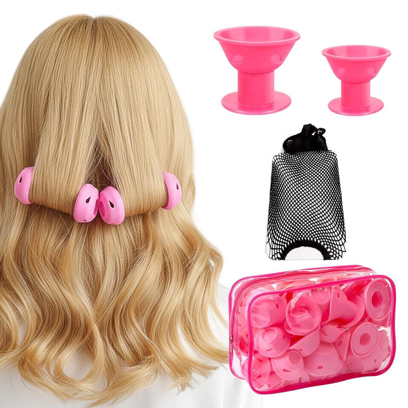 40 Pack Silicone Hair Curlers, Heat-Free Hair Rollers in 2 Sizes, Overnight Magic Curlers for Natural Waves, Soft and Safe for Hair, for Women, Girls, with Hair Net