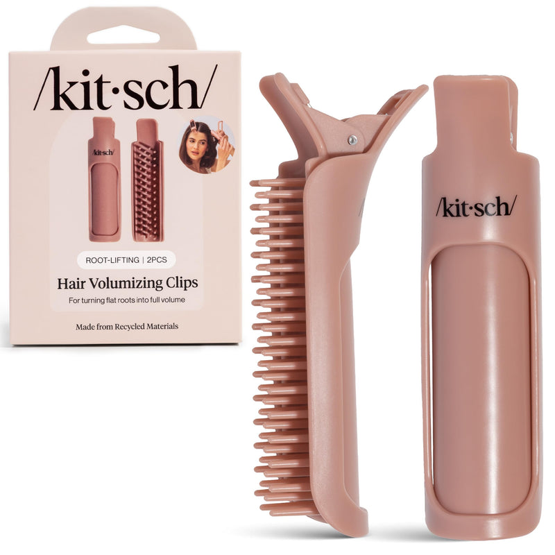 Kitsch Volumizing Hair Clips for Styling for Women 2pcs - Terracotta | Hair Rollers for Women, Volumizing Hair Products, Hair Roller Clips for Effortless & Frizz-Free Curls That Last