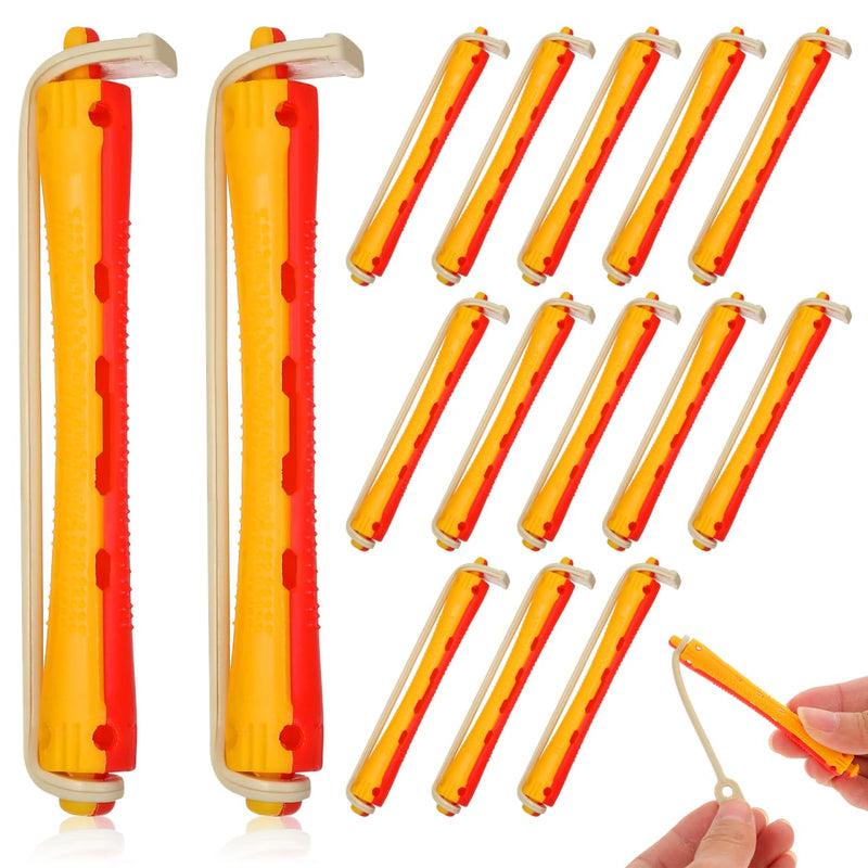 Healvian 24Pcs Perm Rods with Elastic Bands for Hair Curling | Heatless Cold-Wave Styling Tools, Hollow Rollers for Short, Long, Thick Locks