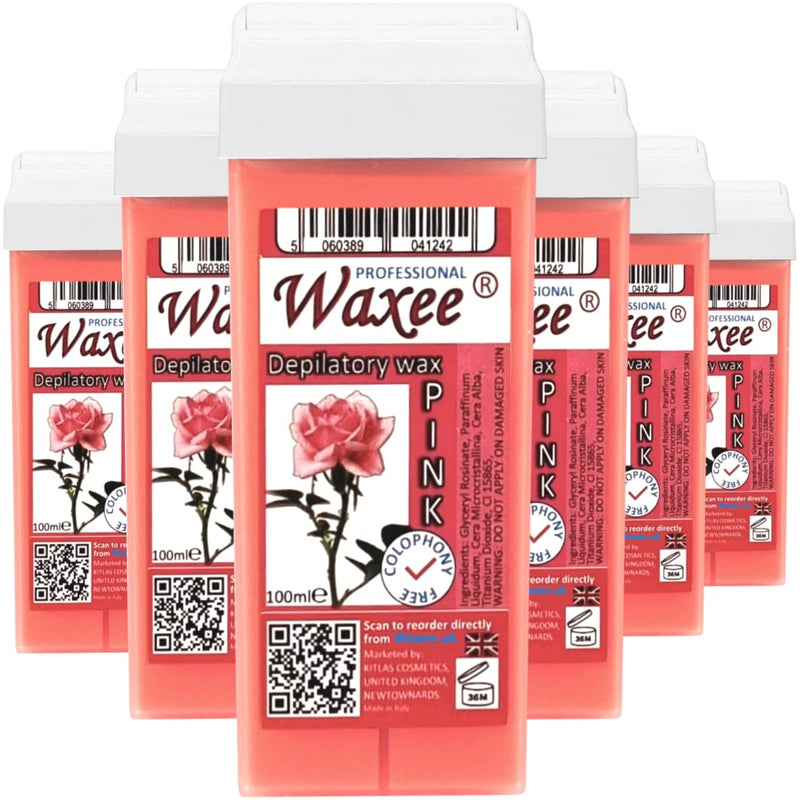 Roll on wax cartridge roller wax refill 100ml hair removal, waxing, Herbal line from UK brand - Waxee. (Pink/Rose) Pink/Rose