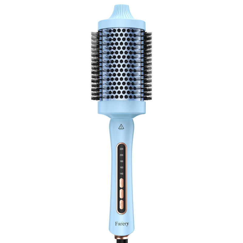 Farery Thermal Brush Ceramic Tourmaline Ionic Curling Iron, 60MM Volumizing Hot Brush Create Root Volume & Loose Curls, 5 Temperatures Heated Volumizer, Dual Voltage