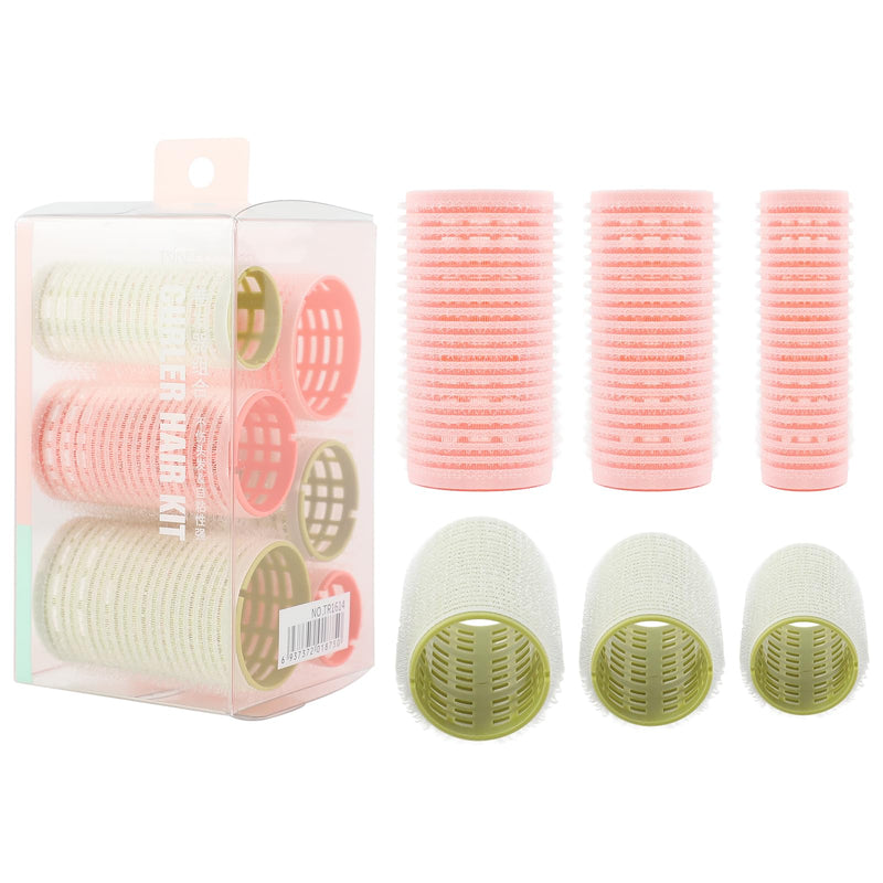  [AUSTRALIA] - Hair Rollers,Rollers for Hair Volume,6PCS Salon Velcro(Pink Green) | for Hairs with 3 Sizes, Self Grip Curls Rollers Set ,DIY Curling Tool Curls and Styling of LongHair, ShortHair Bangs Pink Green