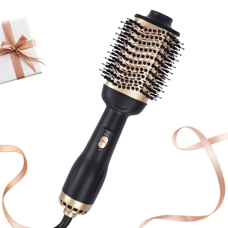  [AUSTRALIA] - Hair Blow Dryer Brush, 3 in 1 Hair Brush for Fast Drying, Straightening and Curling, Creat Voluminous and Smooth Hair, Ceramic, Temperature Adjustable