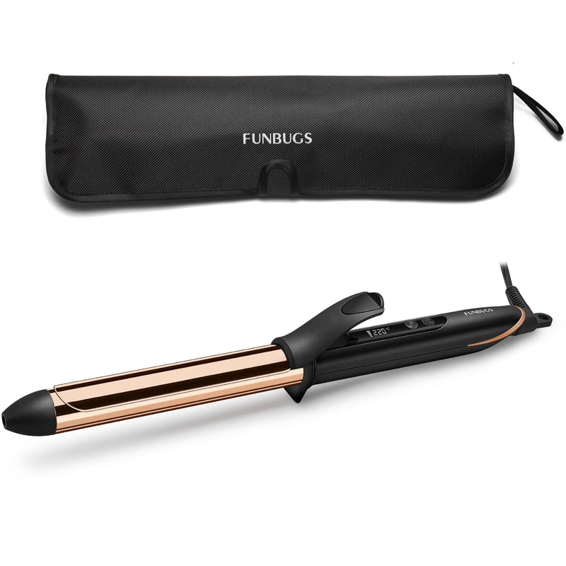 25mm Titanium Curling Tongs - Hair Curler Anodised for Bouncy Curls | 20s Fast Heating | 7 Heat Settings | 1h Auto Shutoff | Polished Curling Iron for Medium Long Hair | Includes Heatproof Bag 25mm