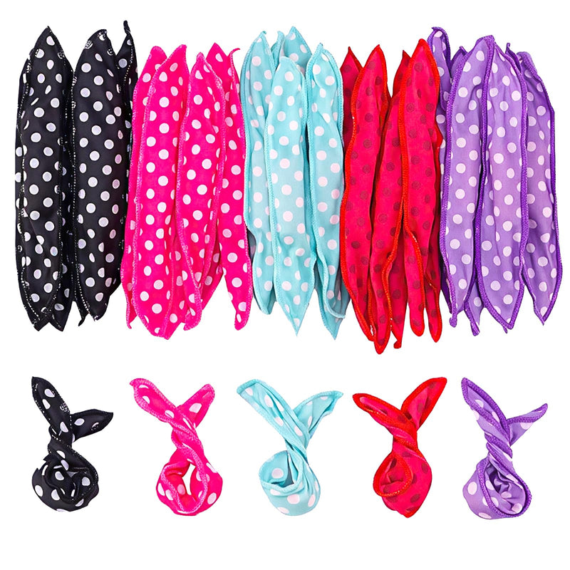 24 Pack Soft Sponge Heatless Hair Curlers For Overnight Curls | Retro Polka-Dot Sleep Rollers For Short And Long Hair, No Heat Needed