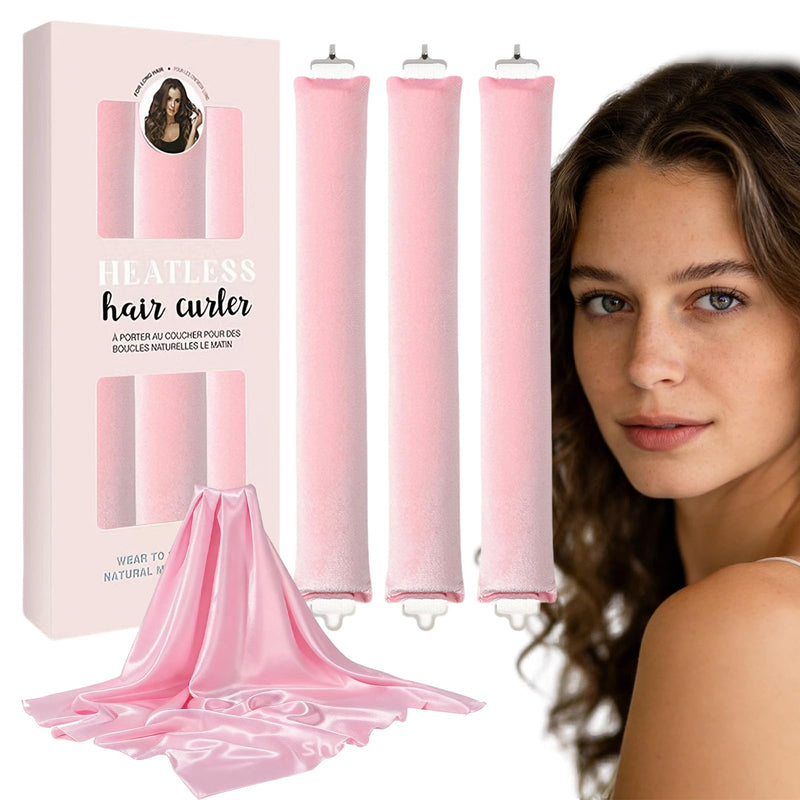 3 Pcs Heatless Blowout Rods, Heatless Curling Rod Pink | No Heat Curls To Sleep for Curl Rod Satin Flexi Rods Women Long Hair Styling Tools for All Hair