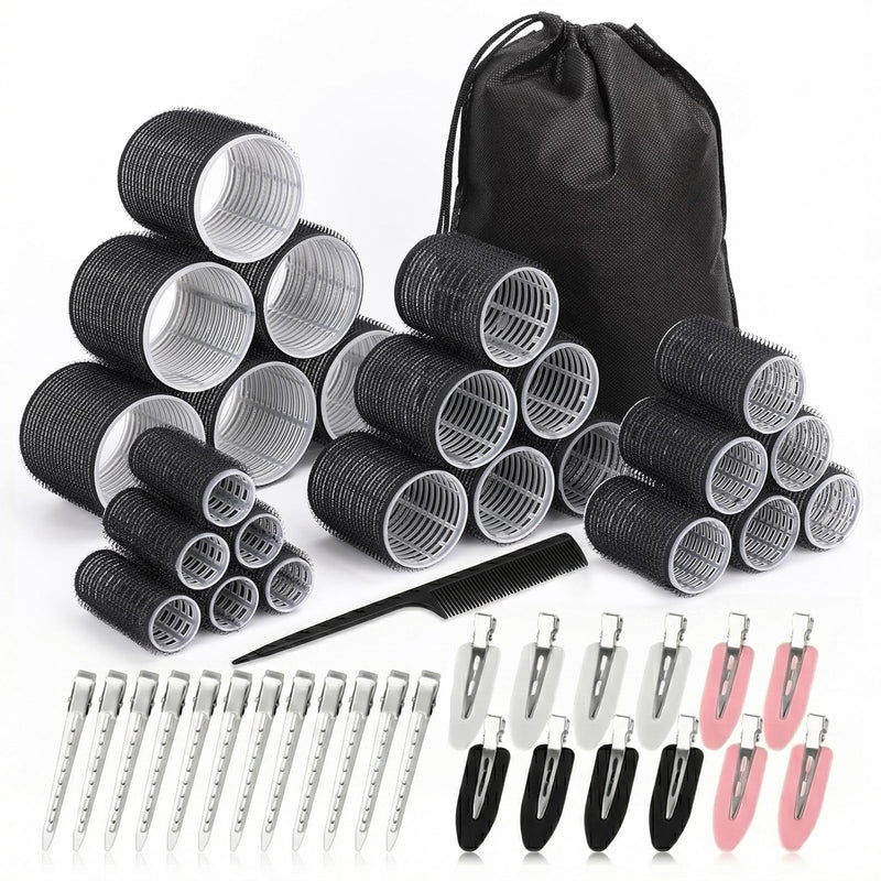 50PCS Hair Rollers, Hair Curlers Velcro Rollers 4 Sizes 60mm 48mm 36mm 25mm with 24 Clips Curlers Rollers for Long Medium Thick & Fine Hair DIY Styling