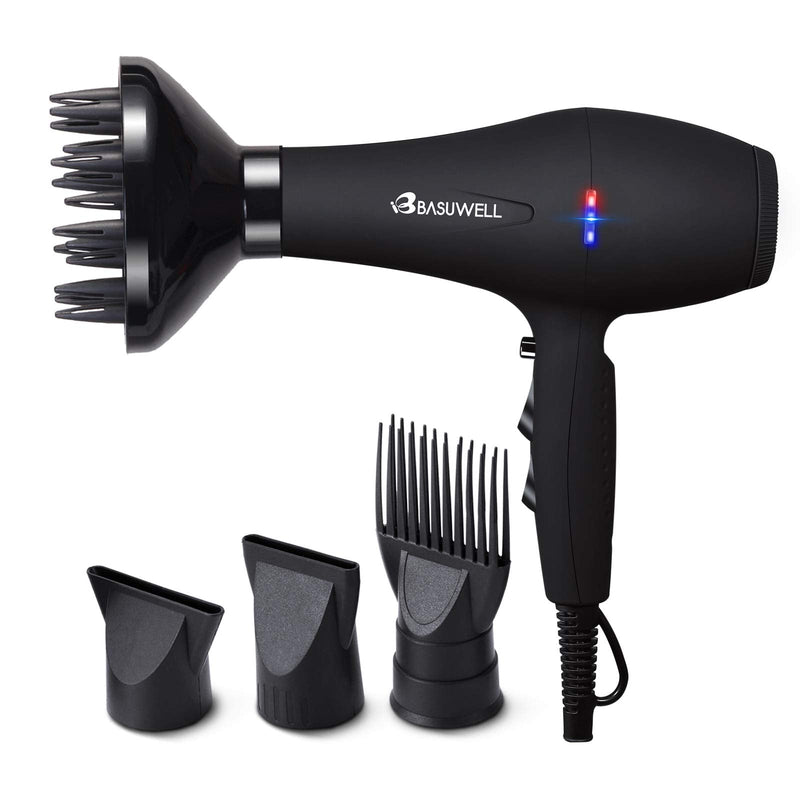 Hair Dryer Professional Ionic Hairdryer Fast Drying Salon with 2 Speed 3 Heat Setting, Cool Button, with Diffuser, Nozzle, Concentrator Comb for Women Man