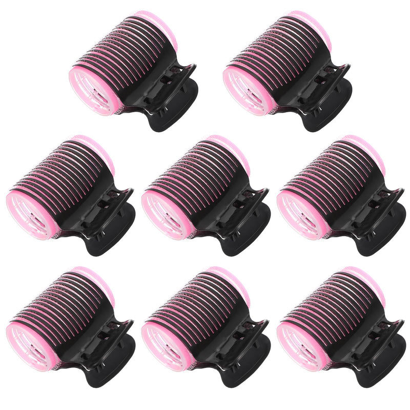 16 Pcs Self Grip Hair Rollers Set 8 Self Grip Rollers and 8 Hot Roller Clips Black Hair Curler Claw Clip Versatile Hairs Roller Clip Effortless Curls and Waves for Women Long Medium Short Hairs Bangs