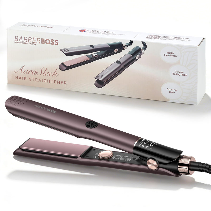 BarberBoss Hair Straighteners for Women, Ceramic Hair Straightener with Floating Plates, Negative Ion & Keratin Infusion, Flat Iron Hair Styler for Straightening, Smoothing & Frizz Control, (QR-8411) | Floating Ceramic Plates, Negative Ion & Keratin In...